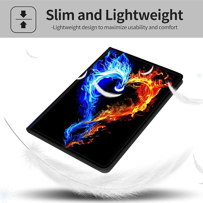 Case for iPad (A16) 11th Generation 11 Inch (2025)iPad 10th Generation 10.9 Inch (2022)PU Leather Slim Standing Smart Coverwith Auto Sleep/WakeBall on Fire