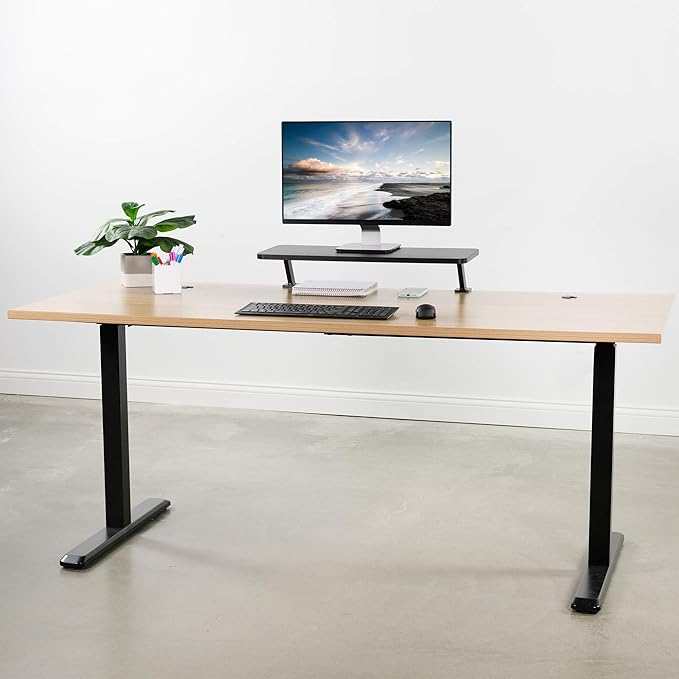 VIVO Black Clamp-on Small 26 inch Ergonomic Desk Shelf, Single Computer Monitor Stand Riser - Desk Organizer Holds 1 Screen or Laptop STAND-SHELF24B