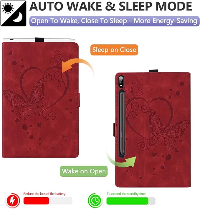 Dteck Wallet Case for Galaxy Tab S10+/S9+/S7 FE/S8+/S7 Plus 12.4 Tablet Premium PU Leather Folding Stand Auto Wake/Sleep Pen Holder Case with Hummingbirds