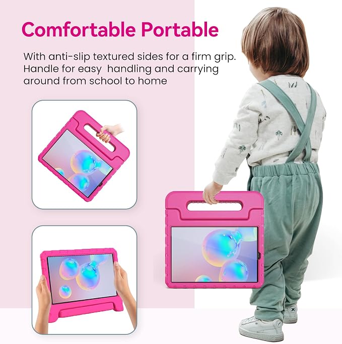 Kids Case for Samsung Galaxy Tab S6 Lite 10.4 Inch with S Pen Holder Black | Fits 2024/2020/2022 Released Shockproof EVA Lightweight Foldable Handle Stand Washable Kids-Friendly