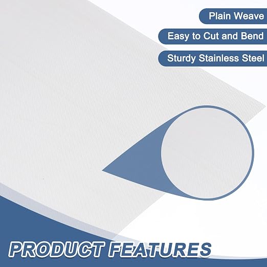 uxcell 250 Mesh 118" x 12" Woven Wire Mesh, 304 Stainless Steel Air Vent Filter