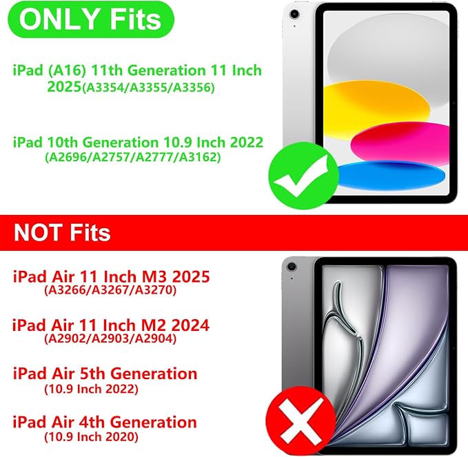 for iPad A16 Case 11 Inch 2025Cover for iPad 10th 11th Generation Case with Pencil HolderBlack
