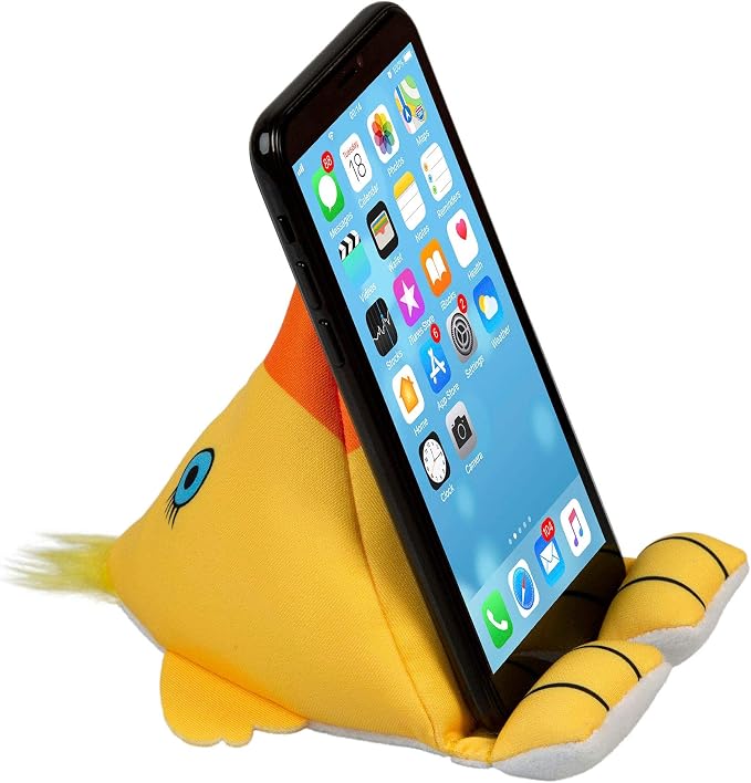 Plusheez Mobile Phone Holder | 2 in 1 Phone Stand with Micro Fibre Wipe | Screen Cleaner | Universal Phone Stand for Kids Children Adults | eReader/Kindle/Smartphone/Small Tablet Compatible (Bird)