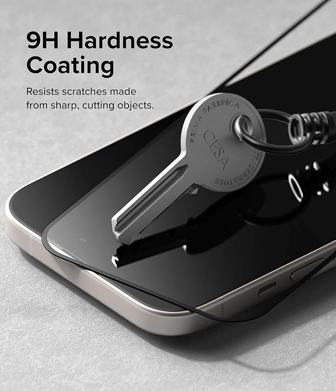 Ringke Full Cover Glass [Super Easy to Install] Compatible with iPhone 15 Screen Protector Case Friendly Shatterproof Premium 9H Hardness Tempered Glass with Installation Tool