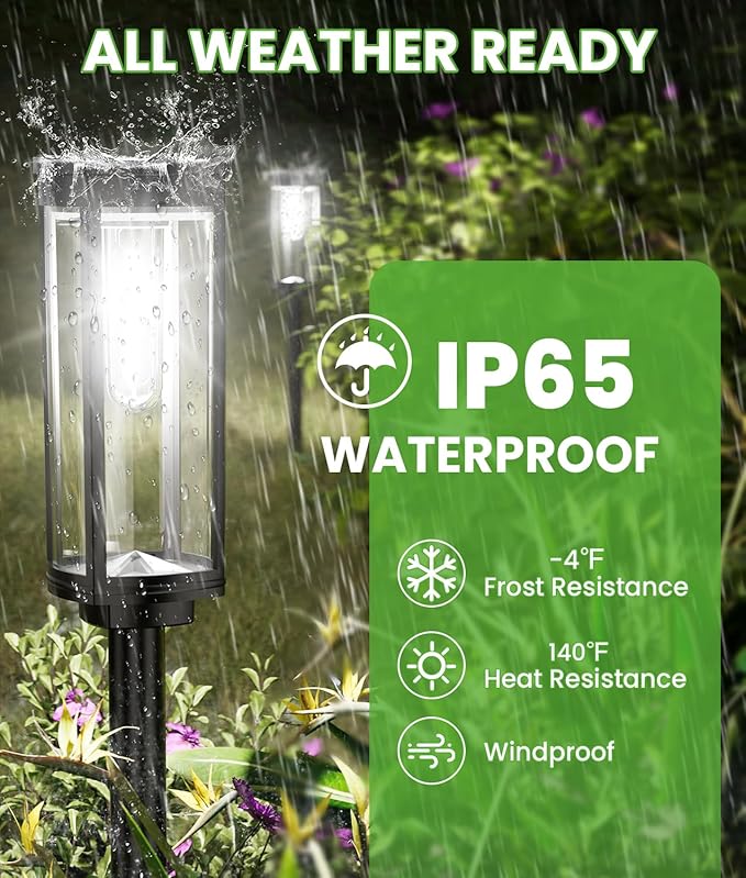 Bright Solar Pathway Lights Outdoor, 8 Pack Solar Garden Lights for Outside Waterproof IP65, Auto On/Off Outdoor Light for Yard Garden Lawn Walkway Driveway Landscape Lighting