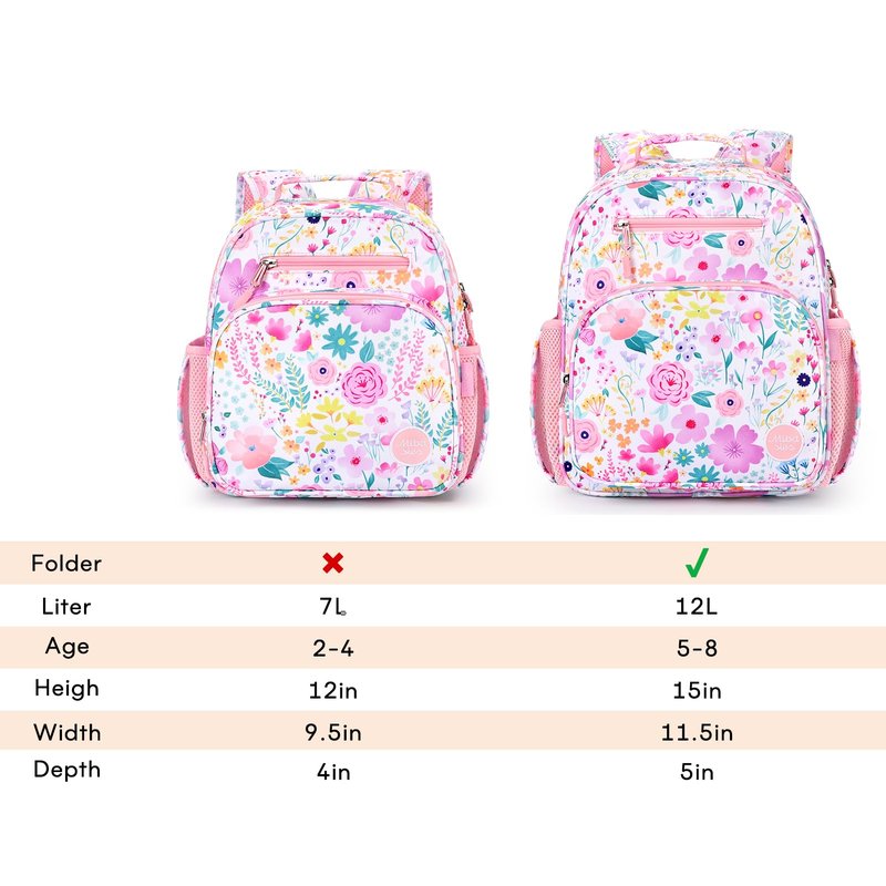 mibasies Toddler Backpack for Girls 2-4: Preschool Kindergarten Backpack - Cute Kids Backpacks for Girls - Flower Pink