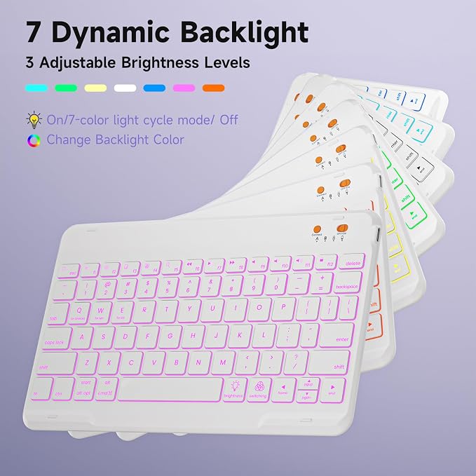 BLUTLOTUS Keyboard case for iPad 9th/8th/7th Generation 10.2 Inch - Backlit Wireless Detachable Folio Keyboard Cover with Pencil Holder for iPad 9th/8th/7th Gen Air 3rd Generation 10.5 Inch