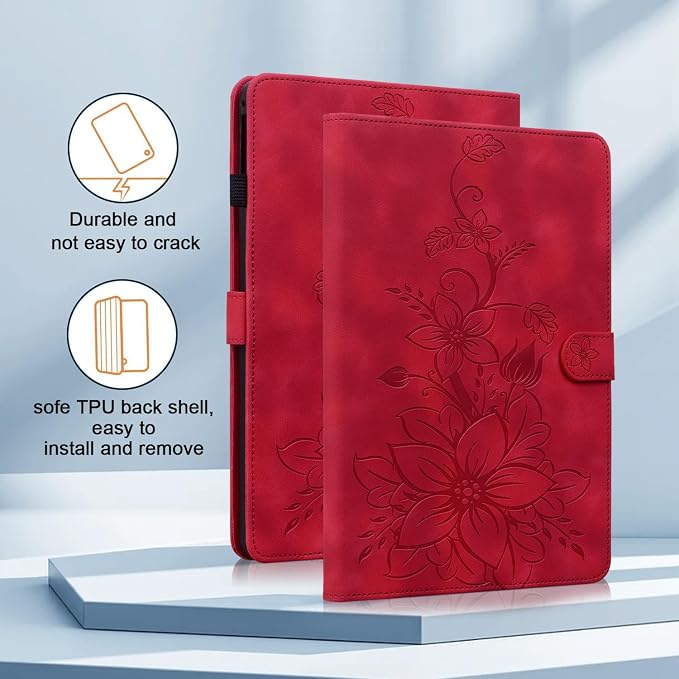 Case for All-New Amazon Fire HD 10 and 10 Plus Tablet (13th/11th Generation 2023/2021 Release) Magnetic Clasp Stand Leather Case with Pen Holder Blue