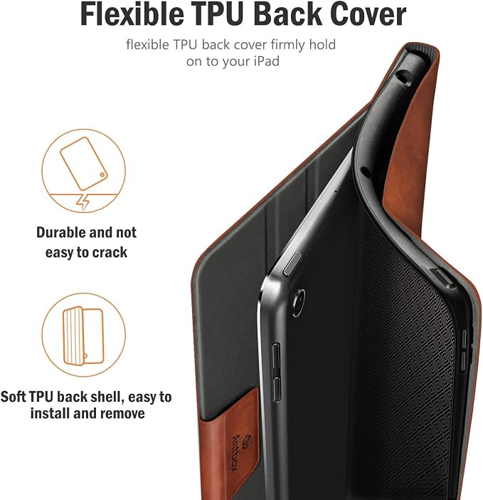 Antbox Case for iPad 9th Generation/iPad 8th/7th Generation 10.2'' Black | Built-in Pencil Holder Vegan Leather Auto Sleep/Wake