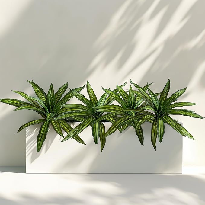 4 Pcs Artificial Greenery Stems Dracaena Faux Branches Artificial Plants Realistic Fake Dracaena Greenery Realistic Plants for Indoor Outdoor Porch Patio Home Office Living Room Decor (Light Green)