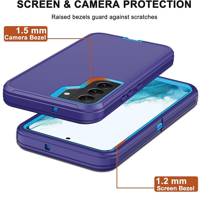 for Samsung Galaxy S22 Plus Case with Belt Clip Holster 2X Screen Protector [Military Grade Protection] Heavy Duty Full Body Shockproof Rugged Protective Cover for Samsung S22 Plus 5G Black