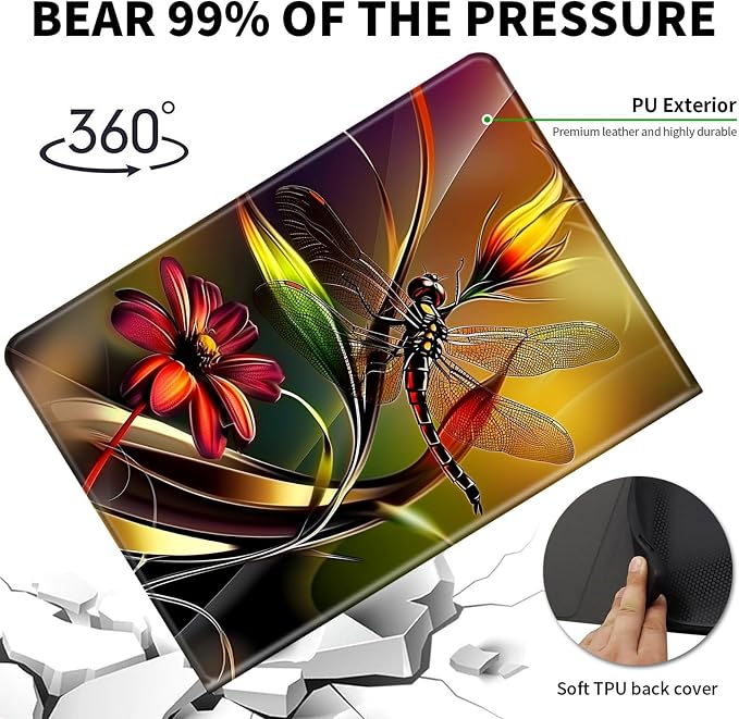 Case for Microsoft Surface Pro 11/10 / 9 13 InchPU Leather Cute Slim Folio Adjustable Stand Cover Case for Surface Pro 11th Edition AIArt Red Dragonfly