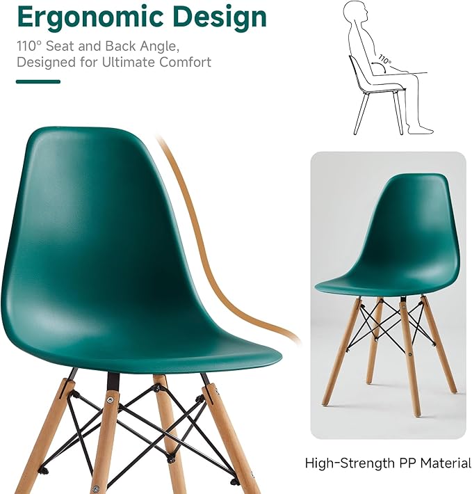 Round Dining Table Set for 4 35.5" Wood Dinner Table Circle Dining Table Kitchen Table Chairs Set of 4 with Wood Strip Base for Kitchen Living Room Space Saving Apartment(Green)