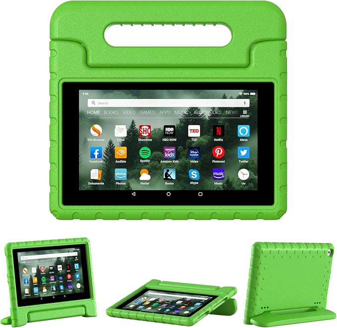 Kids Case for Kindle Fire HD 8 Tablet Case (8th/7th/6th) Shockproof Blue | 2018/2017/2016 Release Lightweight EVA Handle Stand Full Protection For Kids Daily Use