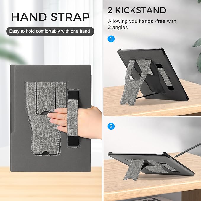 CoBak Stand Case for Remarkable Paper Pro Tablet 11.8 with Hand Strap | Auto Sleep/Wake Folio Lightweight Protective Cover with Pen Holder and Nibs Holder for 11.8 inch 2024 Released (Notebook)