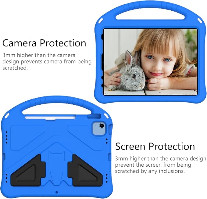 Dteck Kids Case for iPad 10.2 - Shockproof Rugged EVA Handle Stand Child Proof Case for iPad 9/8/7 Generation Black