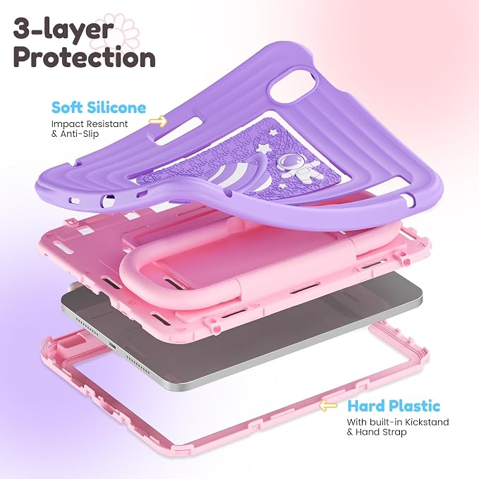 Case for iPad mini 7 (A17 Pro) 2024/ Mini 6 8.3'' with Pencil Holder Screen Protector [360 Rotating Hand Strap] &ampStand &ampShoulder Strap Shockproof Case for iPad mini 7th/6th Generation Purple