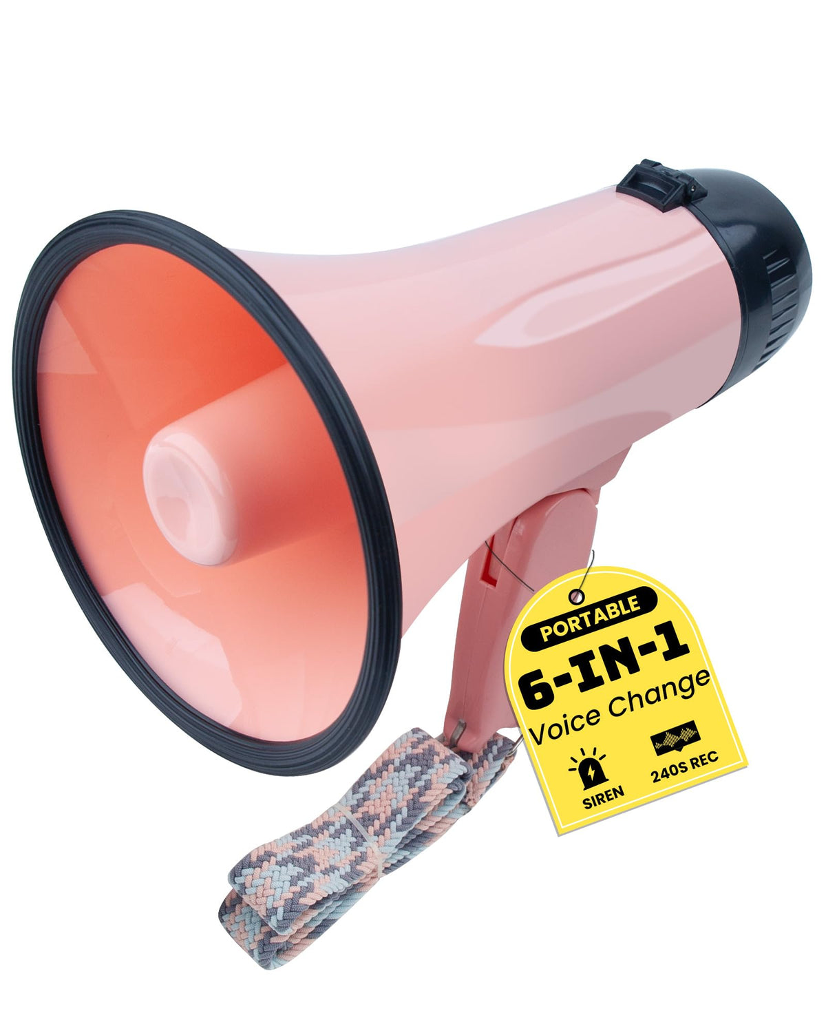 MyMealivos Prank Voice Changer Megaphone with 6 Different Sound Effects Voice Changing Bullhorn for Birthday Party, White Elephant Gift Exchange-Pink