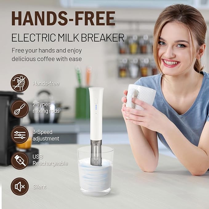 Milk Frother Wand for Coffee,Foamer,Latte,Cappuccino,Chocolate,Egg(White)