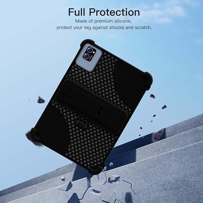 Case for LECTRUS T30W Android 15 Tablet 10 inchHeat Dissipation Tablet CaseSoft Silicone Protector CoverKids FriendlyAdjustable Stand Tablet Cover4 Corners Thicken Shockproof Black