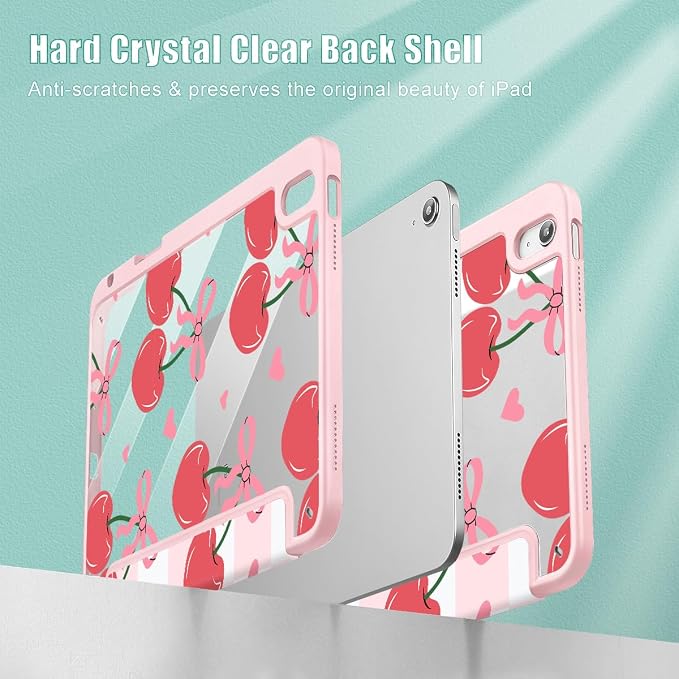 Mektron Case for 2026 iPad Air 11 inch M4 8th (M3 2025 7th /M2 2024 6th) Compatible with iPad Air 10.9 (2022 5th Gen /2020 4th Gen) Shockproof Clear Shell Blue Bows &amp Flowers