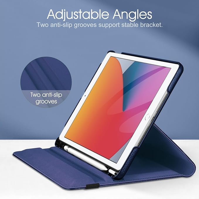 Fintie 360° Rotating Case for iPad 9th / 8th / 7th Generation 10.2 Inch | Swivel Stand Portrait &amp Landscape Viewing Shockproof Cover with Pencil Holder Auto Wake/Sleep Aqua Wave