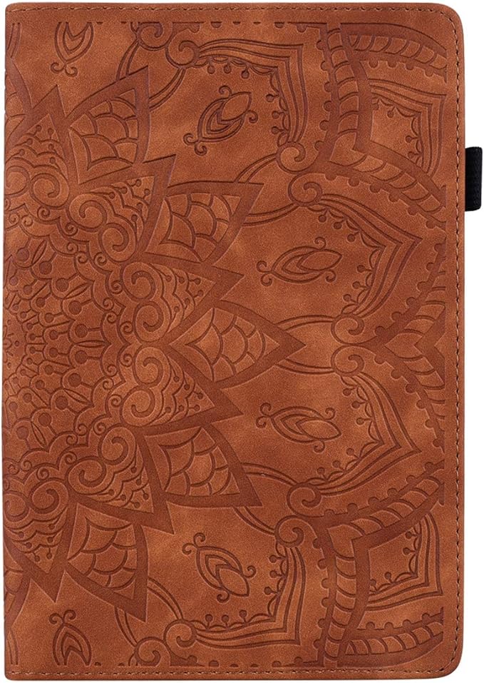 Folio Case for iPad Pro 11 2018-2022 iPad Air 11 2025/2024/Air 10.9 - Techcircle Stand Mandala Embossed PU Leather Soft TPU Cover with Elastic Strap Card Slots Pencil Holder - Pink