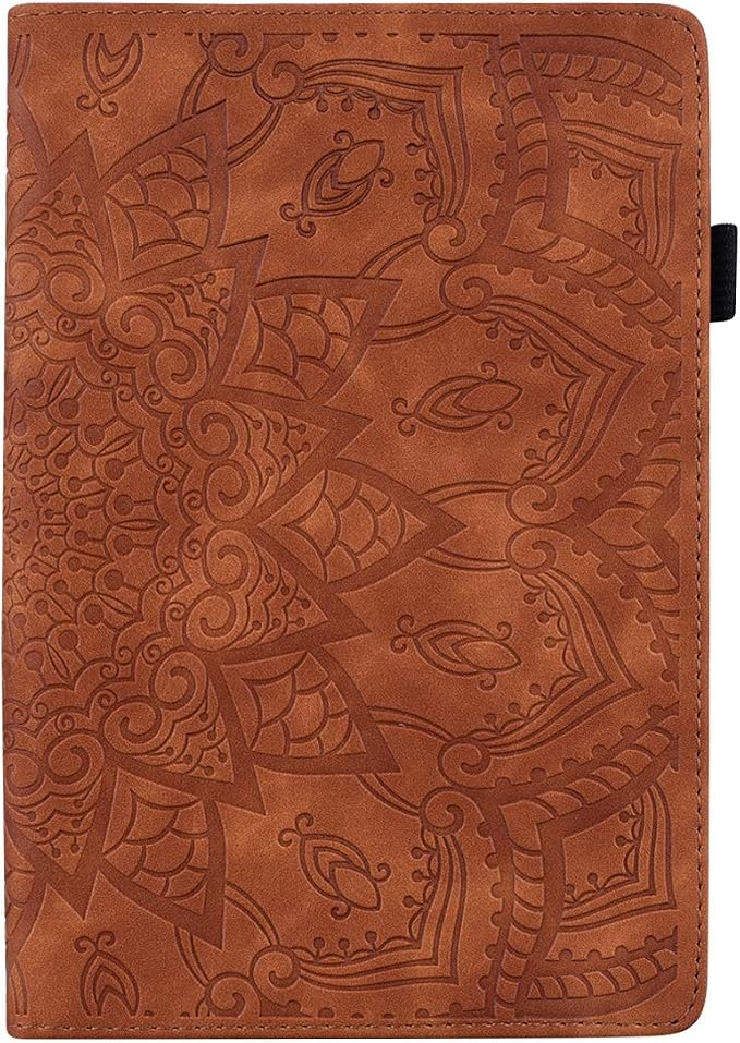 Folio Case for iPad Pro 11 2018-2022 iPad Air 11 2025/2024/Air 10.9 - Techcircle Stand Mandala Embossed PU Leather Soft TPU Cover with Elastic Strap Card Slots Pencil Holder - Pink