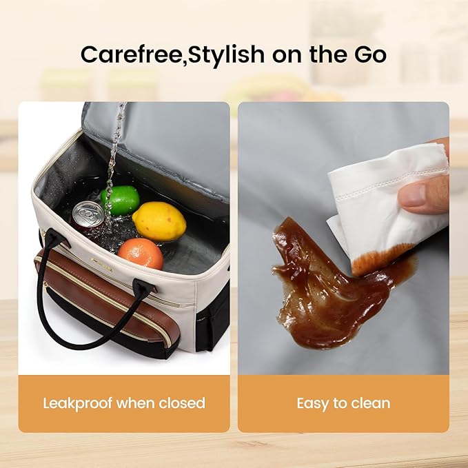 LOVEVOOK Insulated Lunch Bag Women,Wide Opening Adult Lunch Box Women,Large Leakproof Cooler Bag for Work Picnic Beach Family College,Lunch Teacher Tote Bag with Adjustable Shoulder Strap Cup Holder