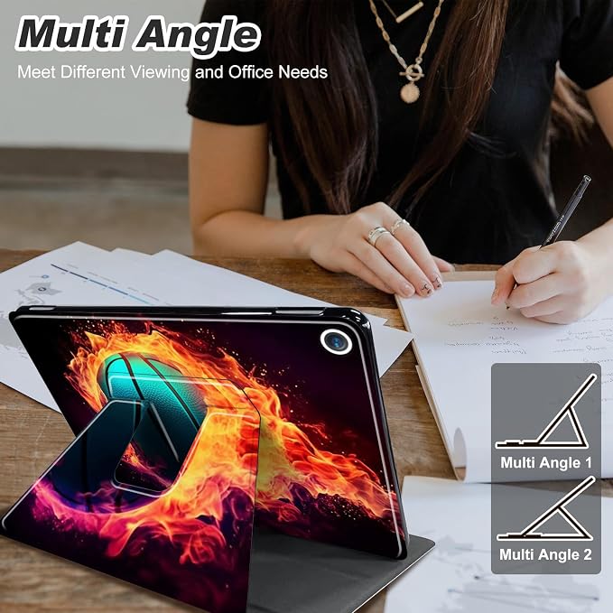 for iPad 10.2 Rotating Case 360° Protection Adjustable Kickstand Cover for iPad 10.2 (7th8th9th Generation) Shockproof Durable Lightweight PU Leather for iPad 10.2 Stand Case Basketball