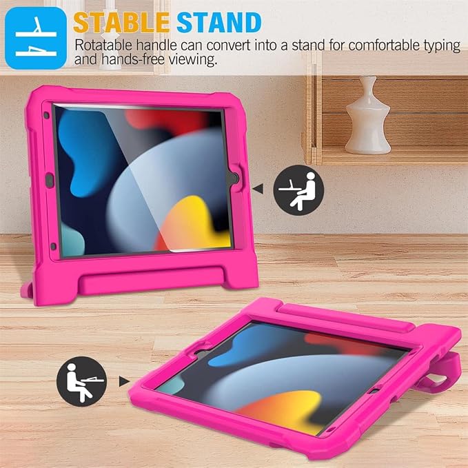 SUPLIK Kids Case for iPad 9th/8th/7th Generation -10.2 inch 2021/2020/2019 Built with Screen Protector Durable Shockproof Handle Stand Case for Apple iPad Gen 9/8/7 Black