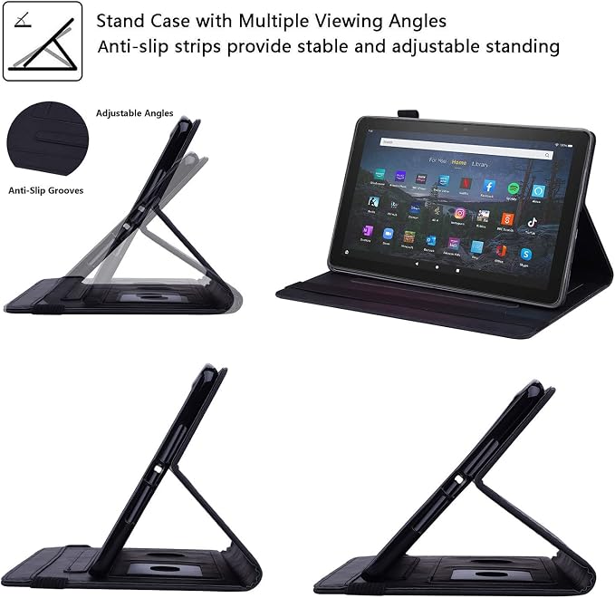 for Kindle Fire HD 8 Tablet (only Fits 10th Generation) &amp Fire HD 8 Plus 8 Case 2020 with Stand/Pencil Holder/Card Pocket/Elastic Band Embossed PU Leather Floral Cover Brown Peacock Flower