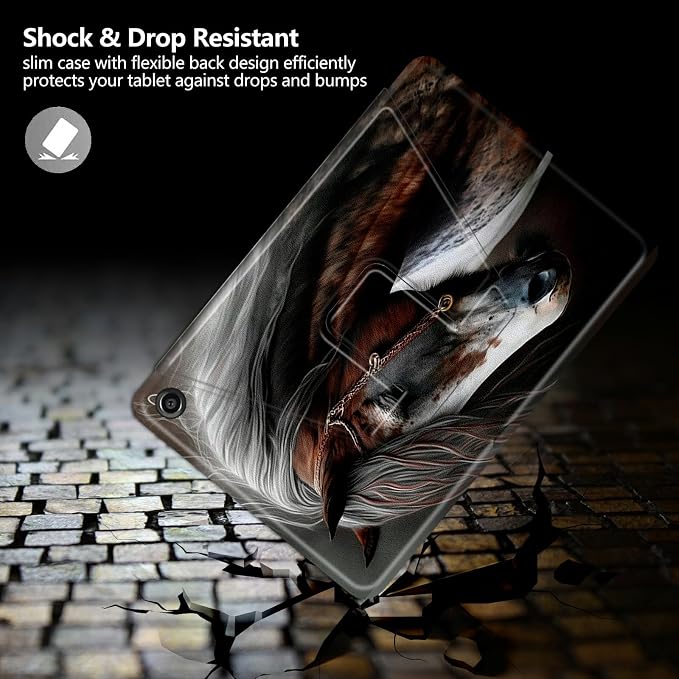 American Flag Deer Pattern Case for All-New Amazon Kindle Fire 7 Inch Tablet (9th/7th/5th Generation 2019/2017/2015 Release)360 Degree Rotating Stand Protective Cover with Auto Sleep/Wake