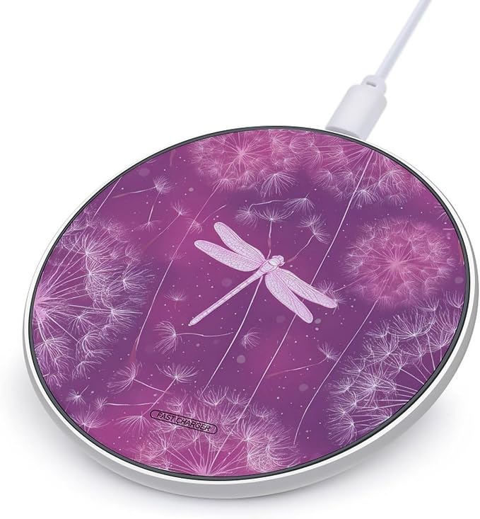 Dragonfly Bugs Dandelion Wireless Charger SlimWireless Charging Pad Anti-Slip Charger Mat for Men Women