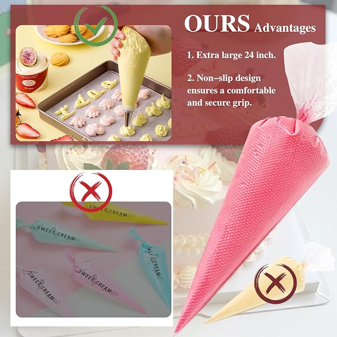 24 Inch Disposable Piping Bags, 100 PCS Large Icing Bags