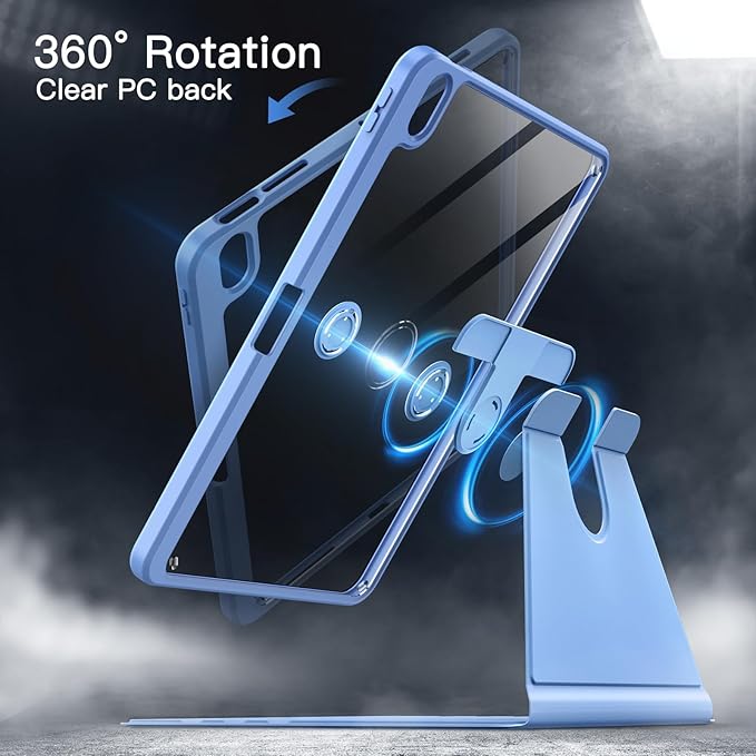 JETech Rotating Case ONLY for iPad Air 11-Inch M4/M3/M2 (2026/2025/2024) iPad Air 5/4 (2022/2020 5th/4th Generation 10.9-Inch) 360 Degree Rotation Protective Stand Cover Clear Back (Black)