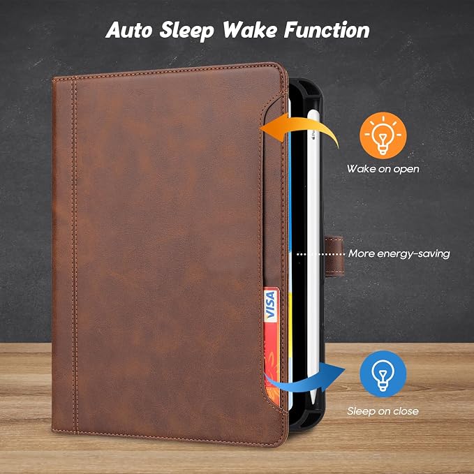Flip Case for Apple iPad 10.2 9th 8th 7th Generation 2021/2020/2019 Pencil Holder Smart Cover Auto Sleep Wake Protective Documents Pocket Stand Snap Closure Case for iPad 10.2 Inch Black