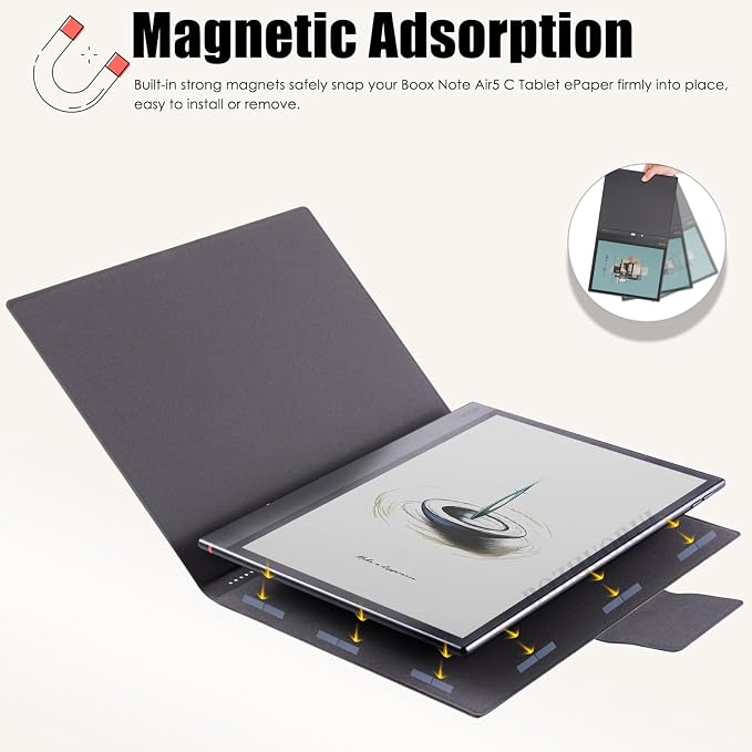 Magnetic Case for 10.3 Boox Note Air 5 CDark Blue | PU Leather Protective CoverSlim &amp LightweightPen Buckle Designwith Auto Sleep/Wake