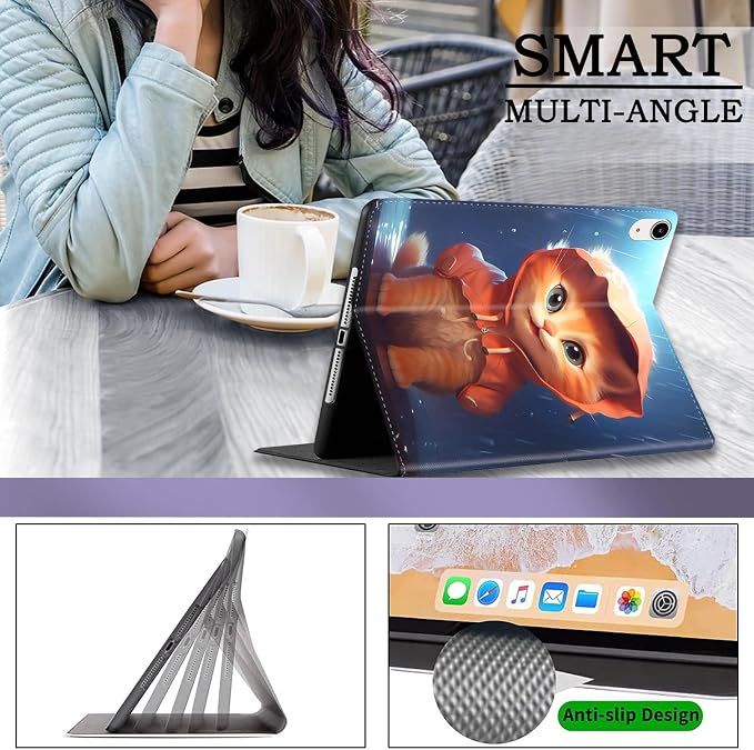 Case for iPad (A16) 11th Generation 11 Inch 2025 / iPad 10th Generation 10.9 Inch 2022 Ultra-Thin Multi-Angle Protective Cover with Auto Sleep/Wake A Dark Horse