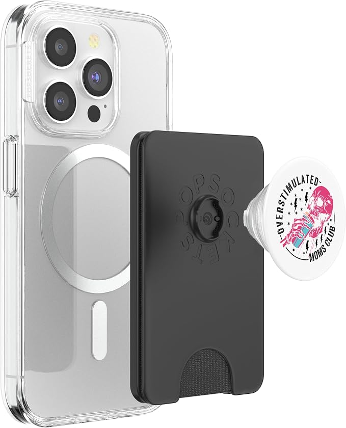 Funny Mom - Mommy Jokes - Family Vacation Trips Overstimulated Moms Club PopSocket Adhesive PopGrip for iPhone 11 in Black