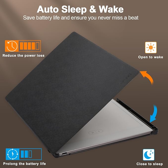 Caweet Case for Remarkable Paper Pro 11.8 2024 Slim Hard Back Shell Protective Book Folio Cover with Built-in Pen Holder and Auto Wake/Sleep Black