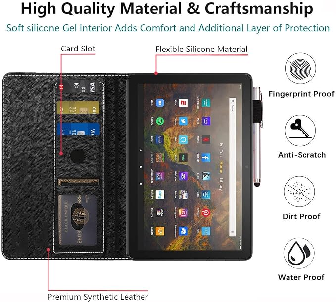 Case for 7 All-New Kindle Paperwhite 12th Gen 2024 &amp Kindle Colorsoft Signature Edition (2024 Release) PU Leather Folio Cover with Auto Wake/Sleep ，Blue Dragon