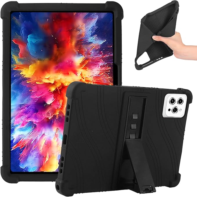 for KADYBE D115/ANTEMPER/kimlok 2024 10.1 Android 13 Silicone Case | Tablet Friendly with Stand for ANTEMPER ZONKO D115/YOSAVlOR YQCP20/Vortex TAB10/DOOGEE T10 T10S T10 Pro Tablet (Black)