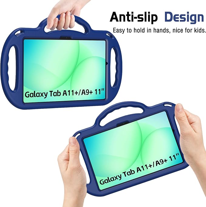 Kids Case for Samsung Galaxy Tab A11+ Plus/A9+ Plus 11 Inch Case with Strap Shockproof Lightweight Handle Stand 2025/2023 Model with Lanyard Black