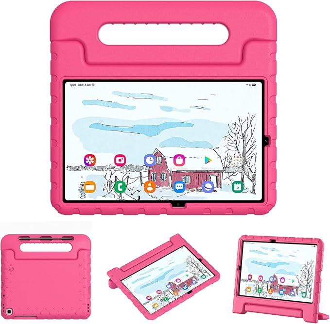 Kids Case for Samsung Galaxy Tab S6 Lite 10.4 Inch with S Pen Holder Black | Fits 2024/2020/2022 Released Shockproof EVA Lightweight Foldable Handle Stand Washable Kids-Friendly
