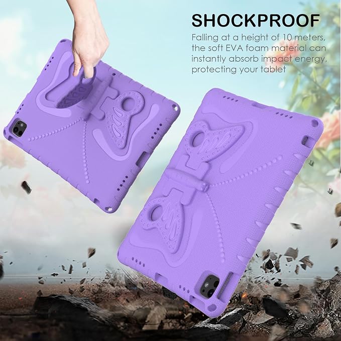 Kids Case for iPad Air 13 (2026/2025/2024) M4/M3/M2 &amp iPad Pro 13 2024 &amp iPad Pro 12.9 Cover 6th/5th/4th/3rd Gen (2022/2021/2020/2018) DIY Figures EVA Rubber Handle Stand Shockproof Bumper