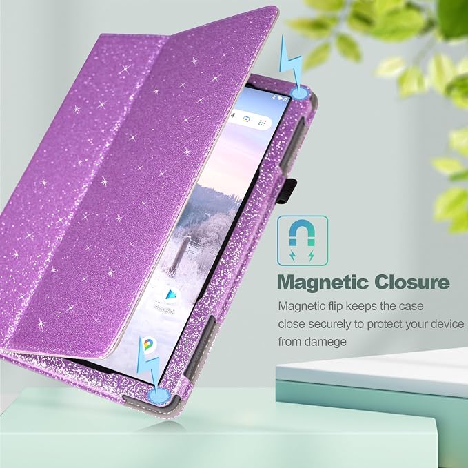 Case for T-Mobile Revvl Tab 2 Tablet - Folio Premium PU Leather Protective Stand Cover with Auto Sleep/Wake Almond Blossom