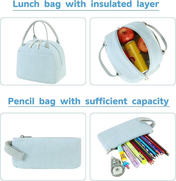 Bluboon School Backpack Set Girls Womens Laptop Bookbag Casual Daypack Fits 15 inch Laptop with Lunch Tote Bag and Pencil Bag
