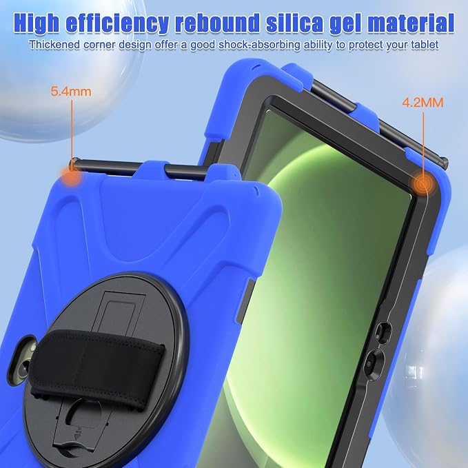 Samsung Galaxy Tab Active5/Active 3 8.0 Case with 360 Stand Handle Hand Strap &amp Shoulder Strap for Galaxy Tab Active5 8 2024 X300/X307 Active3 8 2020 T570/T575/T577 (Black)