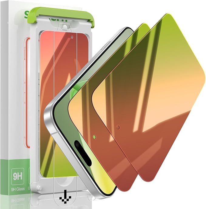 (2 Pack Compatible with iPhone 14 Pro Max Privacy Screen Protector Mirror 25 Degree Anti Spy Anti-Blue Light Red to Green Gradient with Easy Installation Kit No Air Bubbles
